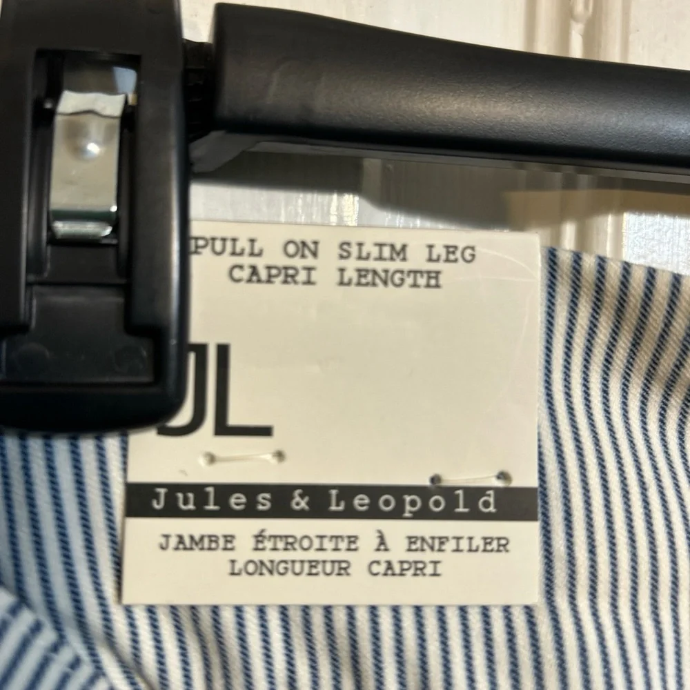 NWT Jules & Leopold Blue White Striped Belted Pull-On Capri Length Pants Size XS - Picture 4 of 10